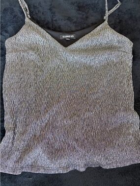 Express Metallic Silver Ribbed Camisole